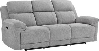 Vente-Unique Sof&aacute; 3 plazas con relax el&eacute;ctrico y mesa auxiliar en tela jaspeada gris KELUNO