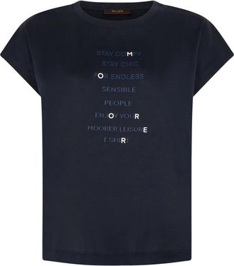 Moorer Ella T-shirt - Dames - T-shirts - Blauw - S - Katoen - Tops