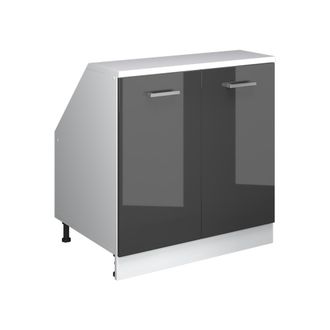 Vicco Armario De Cocina Para Techo Inclinado R-line, Antracita Alto Brillo, 80 Cm Con 2 Puertas, 60 Cm De Profundidad, Vicco