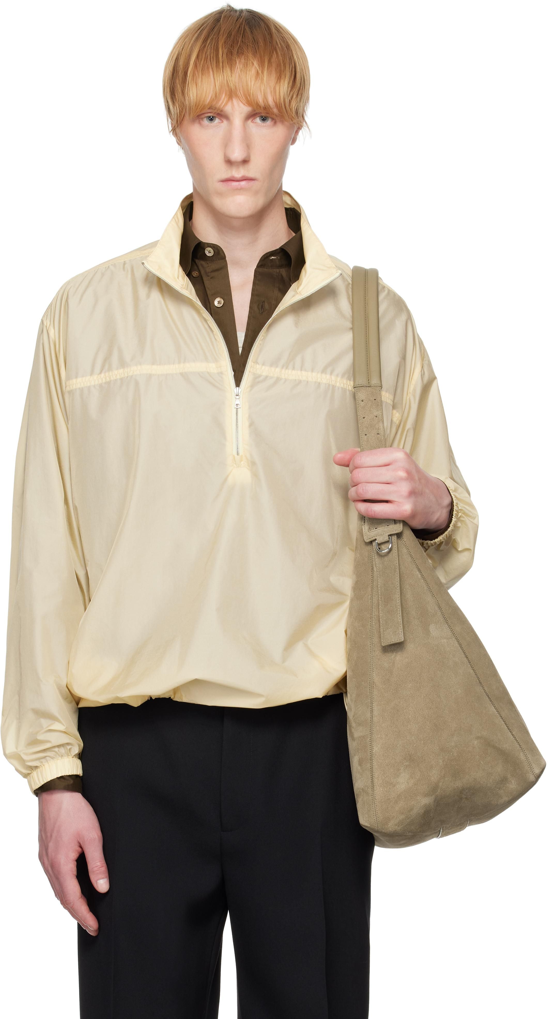 ジャケット・アウター AURALEE ORGANIC COTTON VELOUR HALF ZIP AURALEE Khaki Super Fine Tropical Wool Zip Jacket Auralee