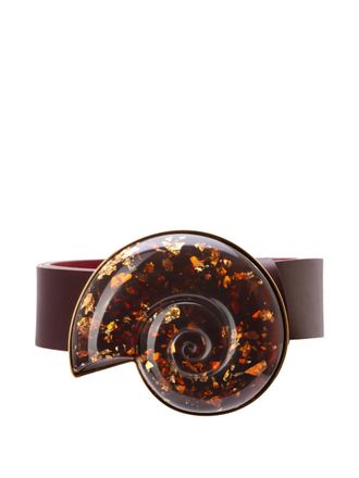 Silvia Tcherassi Nautilus shell-detail leather belt - women - Calf Leather - One Size - Red