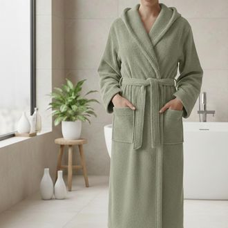 Dmora Bata Satiza, 100% Algod&oacute;n Con Capucha, Degradado Estructura Menta, Talla Xl, Verde Menta