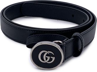 Gucci Pre-owned Womens Leather Belt GG Buckle - Black - One Size