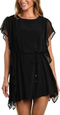 L'agence Glam Covers Alia Chiffon Cover-Up Tunic in Black at Nordstrom, Size X-Small