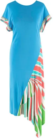 Emilio Pucci Blue Asymmetric Short Sleeve T-Shirt Dress Size XS