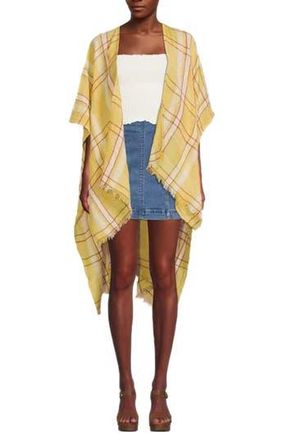Saachi Plaid Linen & Cotton Ruana in Yellow Plaid at Nordstrom Rack