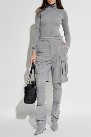 Balmain Dress With A Stand-up Collar, Womens, Grey