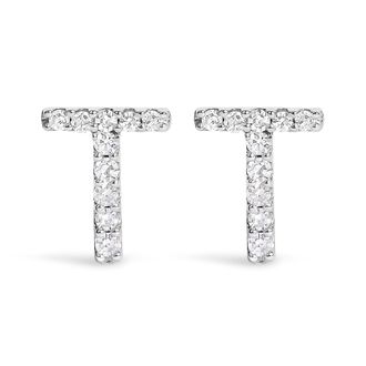 House of Brilliance 10K Gold 1/10 Cttw Diamond Initial A to Z Stud Earring