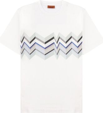 Missoni White Chevron Crew Neck T-Shirt