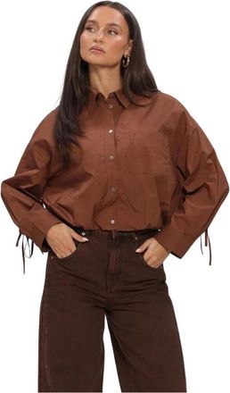 Aaiko Dames Blouses Mikkie Strass Co 518 - Dames - Overhemden - Bruin - XS - Overhemden