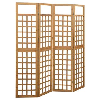 Berkfield Home 4-Panel Room Divider/Trellis Solid Fir Wood 161x180 cm in Brown