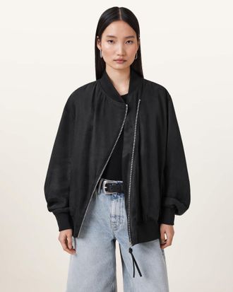 AllSaints Lyocell Avril Relaxed Fit Bomber Jacket, Size: XS