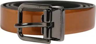 Dolce & Gabbana Men Brown Classic Leather Metal Buckle Belt Calf