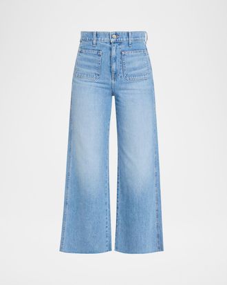 Veronica Beard Taylor Cropped High-Rise Wide Jeans