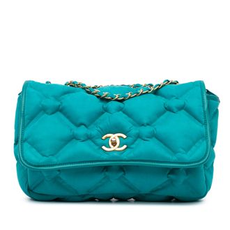 Chanel Blue Small Iridescent Calfskin Chesterfield Flap