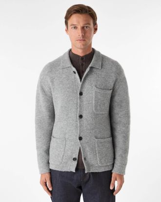 Oliver Sweeney Heywood Mens Alpaca Wool Blend Knitted Overshirt - Grey - Size X-Small