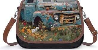 Generic Old Farm Truck Womens Crossbody Bag Fashion Shoulder Handbags Message Tote Bag with Adjustable Strap