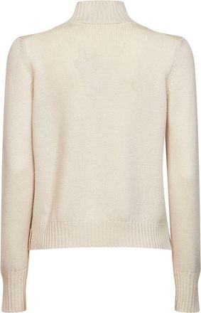 Blanca Vita Womens Knit Mock-Neck Sweater Beige Virgin Wool