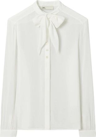 Tory Burch Georgette Blouse met Strik - Dames - Overhemden - Wit - S - Overhemden