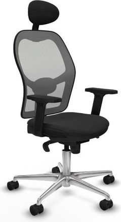 Piqueras y Crespo Piqueras Y Crespo - Jorquera Sincro Malla Gris Similpiel Negro Brazos 2d Base Aluminio Cabecero Fijo Ruedas 65mm Nailon