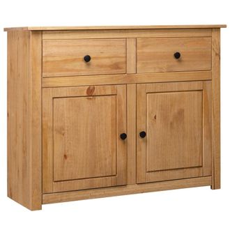 Berkfield Home Sideboard 93x40x80 cm Solid Pinewood Panama Range in Brown | Size: 93 x 40 x 80 cm