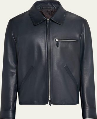 Berluti Mens Full-Zip Leather Jacket