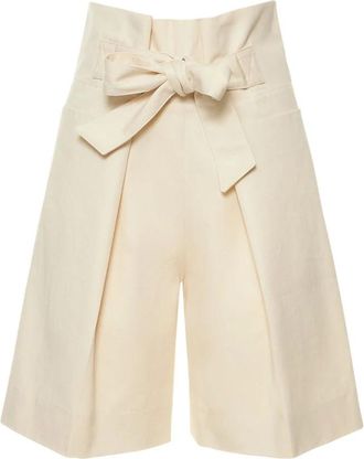 Toteme Korte Broeken, Dames, Beige, XL, Katoen, Tie-Waist Short Pants