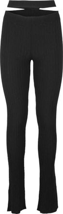 ADĀMO Andrea Adamo Geribbelde broek - Dames - Skinny broeken - Zwart - M - Polyester - Broeken