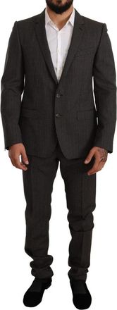 Dolce & Gabbana Single Breasted 2 Piece Suit - Heren - Business pakken - Grijs - L - Leer - Kostuums
