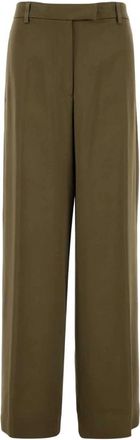 Dries Van Noten Penn 2070 W.w. Pants - Dames - Wijde Broeken - Groen - S - Leer - Broeken