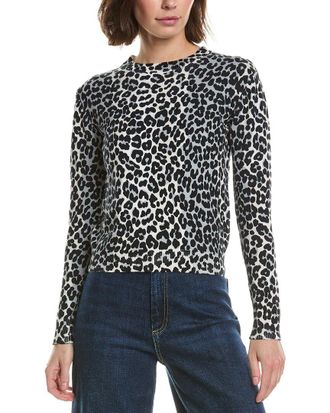 Brodie Leopard Crewneck Cashmere-Blend Sweater
