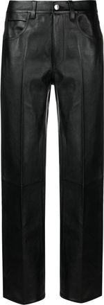 Alexander Wang leather straight-leg trousers - women - Polyester/Viscose/CALFSKIN - 8 - Black