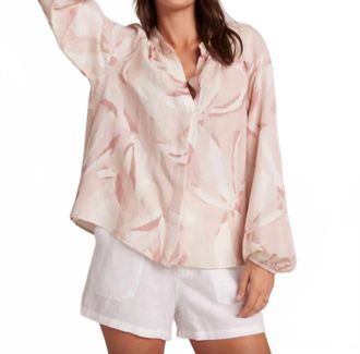 Bella Dahl Long Sleeve Shirred Raglan Shirt In Fresco Floral Print