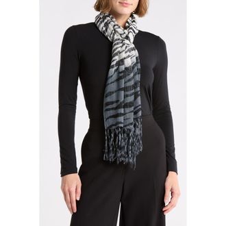 La Fiorentina Ombr&eacute; Zebra Print Scarf in Black/Blue/White Combo at Nordstrom Rack