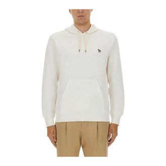 Paul Smith Zebra Geborduurde Katoenen Hoodie - Heren - Sweatshirts & Hoodies - Wit - Maat: S Katoen
