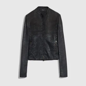 Gucci Cotton Viscose Jacket With Python Effect, Size 48 IT, Black