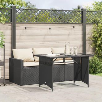 Berkfield Home 2 Piece Garden Dining Set with Cushions Black Poly Rattan