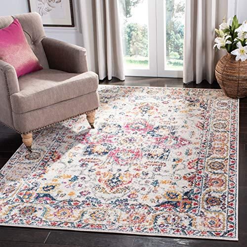 SAFAVIEH Modern Teppich – Kurzer Flor, Grau & Beige, 61x244cm, Für Wohnzimmer, Esszimmer & Schlafzimmer