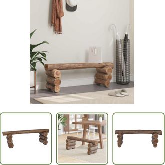 vidaXL vidaXL Panchina rustica - panchina Naturale 110 x 30 x 34 cm Legno di teak solido