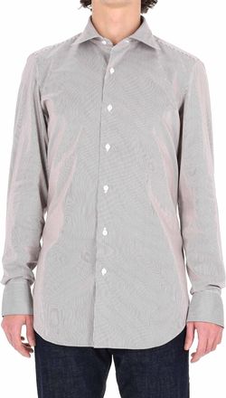 Finamore Twill 120S Structured Tailored Shirt with Vertical Pinstripes