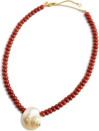 Madewell Shell Beaded Choker Necklace in Antique Gold/red at Nordstrom