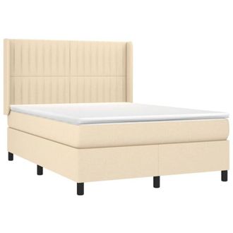 vidaXL Cama Box Spring Con Colch&oacute;n Tela Color Crema 140x190 Cm Vidaxl
