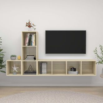 vidaXL Vidaxl - Juego De Muebles De Sal&oacute;n 3 Pzas Madera Ingenier&iacute;a Roble Sonoma