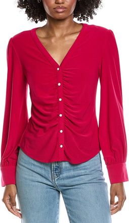 CeCe by Cynthia Steffe Cece V-Neck Button Down Shirred Blouse
