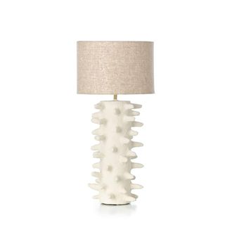 Bazar Bizar L&aacute;mpara de mesa de papel mach&eacute; en blanco 38x38x77cm