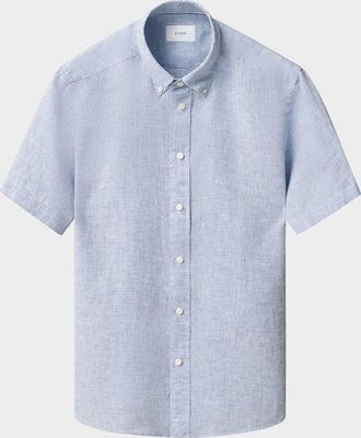 Eton Mens Signature Linen Contemporary Fit Short-Sleeve Shirt