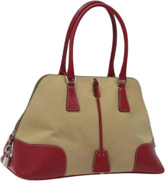 Prada Pre-owned Handbags, female, Beige, Size: ONE SIZE Pre-owned Canvas handbags