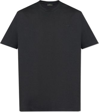 Paul & Shark Tops, Heren, Zwart, M, Katoen, T-shirt met geborduurd logo