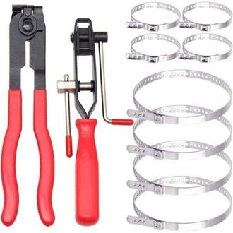 OEM Juego De 10 Abrazaderas Y Abrazaderas Para Mangueras, Alicates Para Abrazaderas De Junta Universal, Incluye 2 Herramientas, 8 Tiras De Crimpado, Apto 