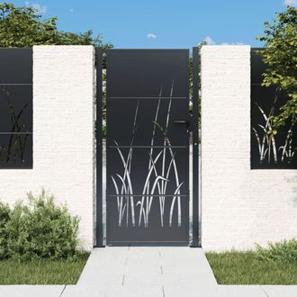 vidaXL Puerta De Jard&iacute;n Antracita 105x180 Cm, Acero, Dise&ntilde;o De C&eacute;sped Vidaxl